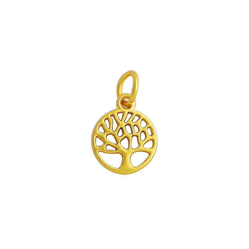 14k Gold Plated Tree of Life Hollow Round Pendant Necklace, 10mm, DIY Jewelry Accessories