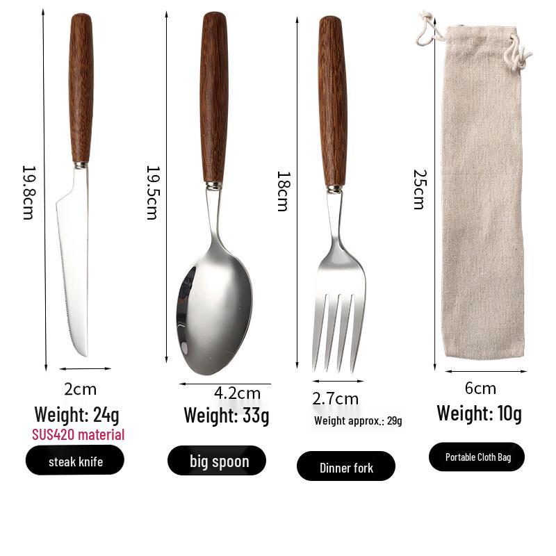 Abay Portable Stainless Steel Cutlery Set with Wooden Handles