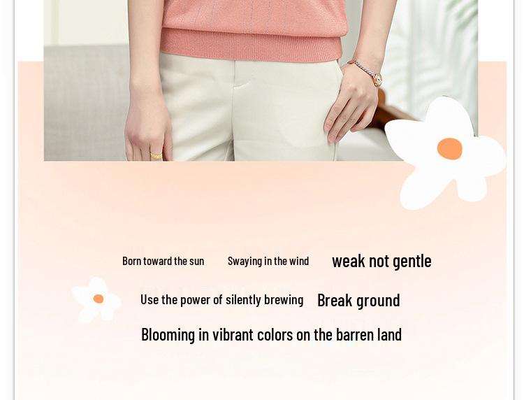 Elegante Stricktops in Übergröße aus Eis-Seide für Mütter - Kurzarm-Sommer-T-Shirts für stilvolle Frauen mittleren Alters