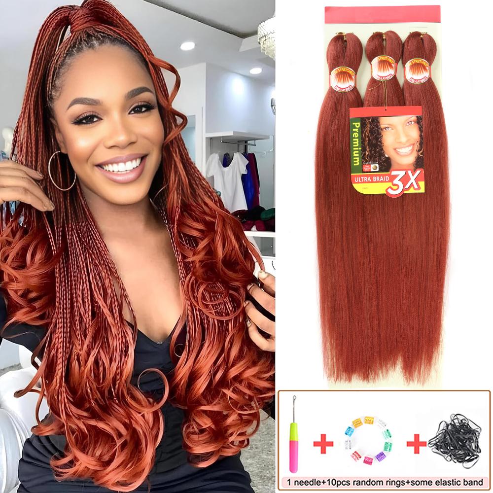 Braiding Hair Pre Stretched 26 Inch 3 Packs Yaki Braiding Hair For Braids Hot Water Setting Synthetic Crochet Hair Extensions