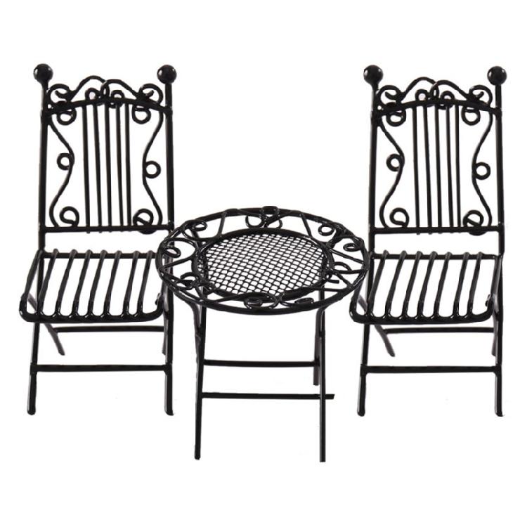Miniature Dollhouses Furniture Iron Table And Chair Set Model Figurine For Crafting Garden Bistro Scene Displaying