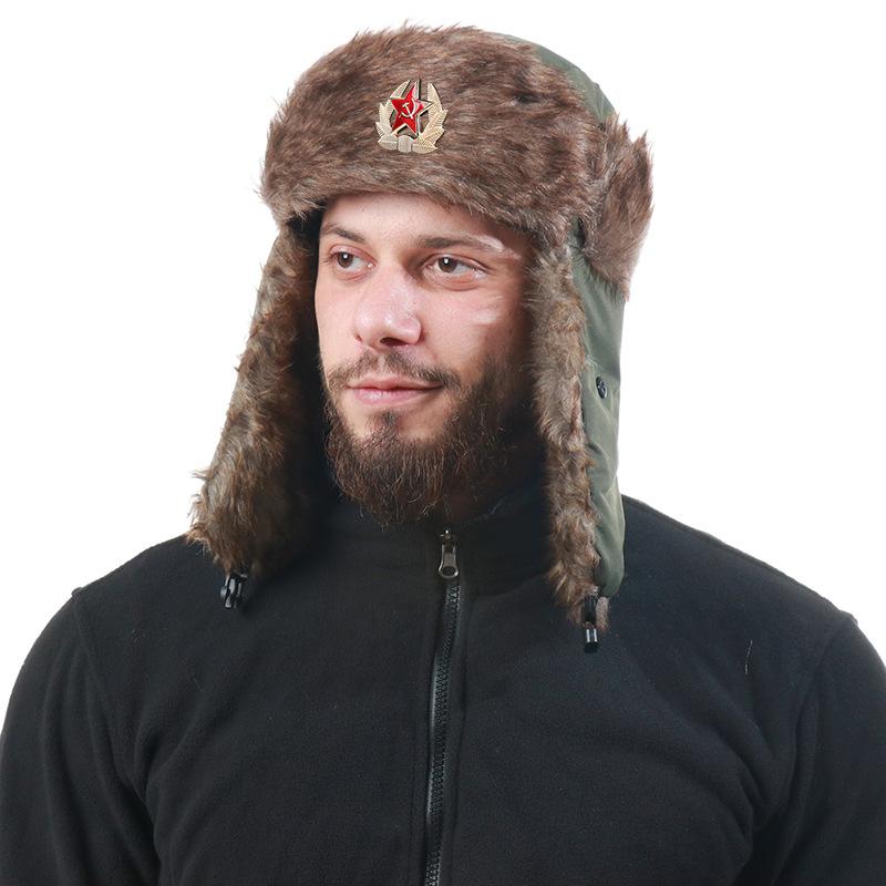 Sowjetisches Wappen Lei Feng Hut winddicht warm Ohrenschützer Hut Herren und Damen Outdoor Reiten Nordost warmer Hut Winter neu