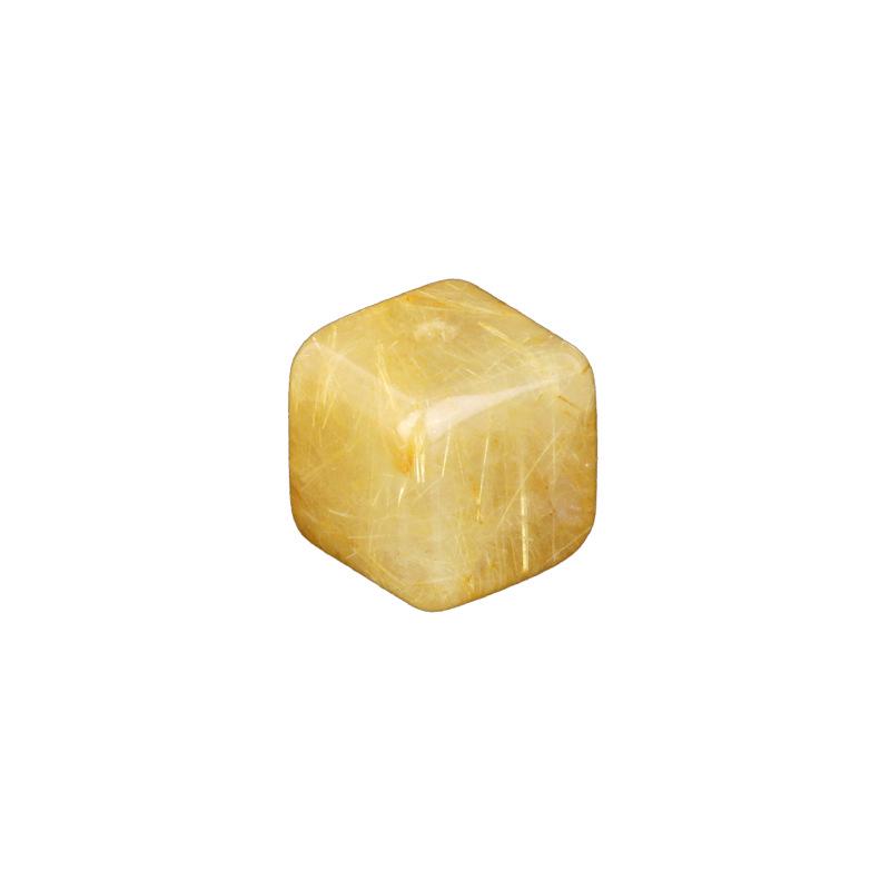 Golden Rutilated Quartz Square Beads for DIY Crystal Bracelets - Yellow and White Quartz Accessories