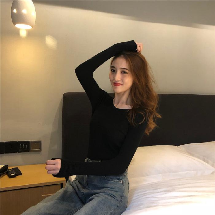 Sweater Women's Autumn and Winter New V-neck Knitted Solid Color Slim-fit Versatile Shirt Pullover Tide