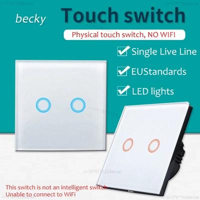 Glas Wand Touchschalter EU UK Standard 16a Steckdose Großes Panel Wandleuchte Einzelleiter Weißer Schalter USB TypC Steckdose 110v250v