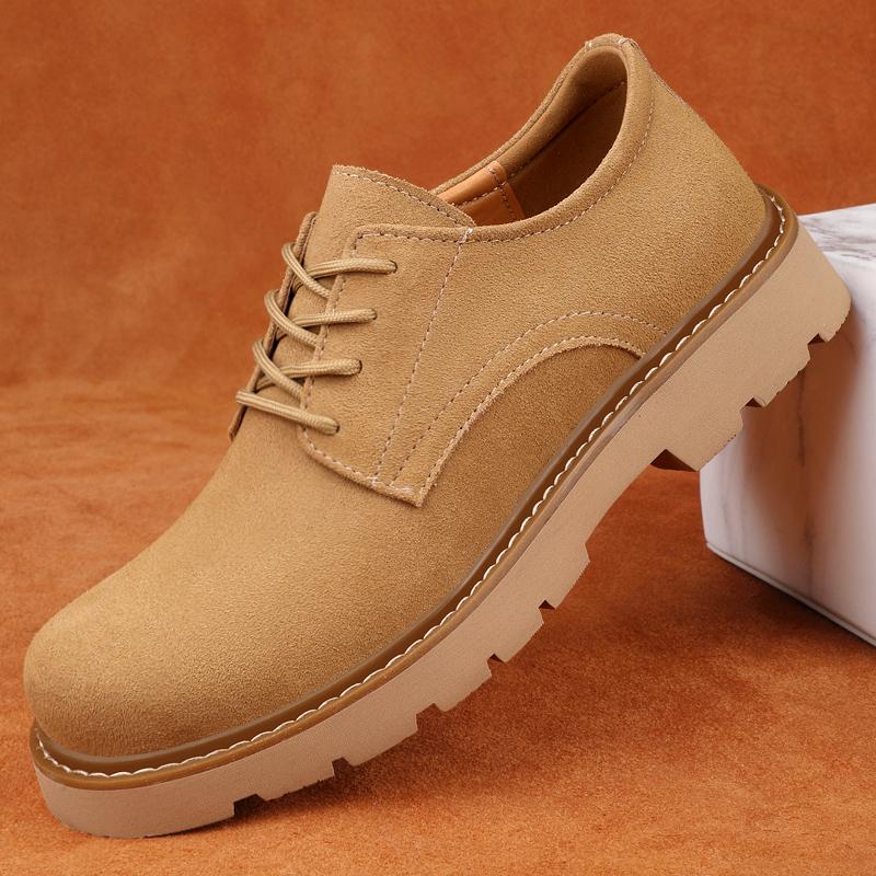 Men's Cow Leather Shoes Luxury Outdoor Brand Thick Bottom Casual Oxfords Shoes Men Lace Up Oxfords Beef Tendon Outsole Shoes Men