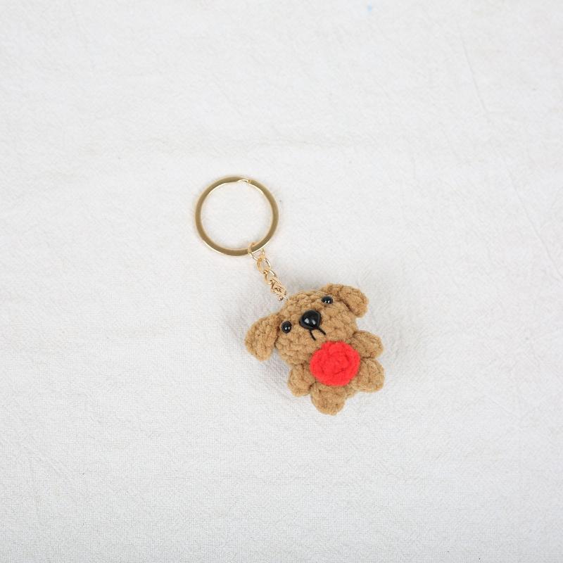 1 Pcs Cute Crochet Mini Dog Pendant Handmade Woven Animal Keychain Knitted Puppy Key Ring Lovely Gift