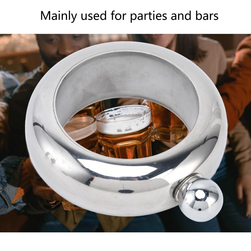 Mirror Polished Hip Flask Silver Stainless Steel Liquor Flask Glitter Bracelet Flask Gift