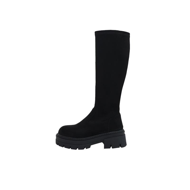 But Knee Suede Boots Children Thick-soled Autumn and Winter New Thin Elastic Long Tube Flat Bottom