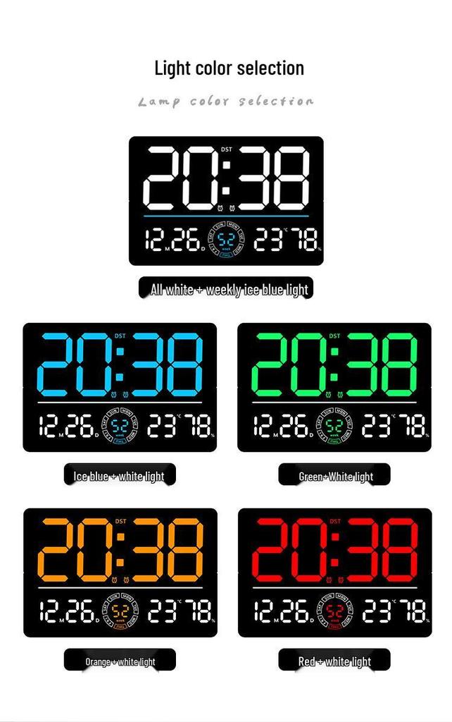 LED Digital Wall Clock with Bluetooth & Auto Time Sync for Living Room - Model 6667