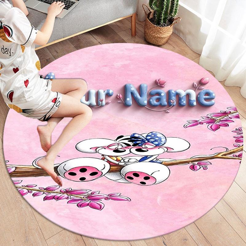 Diddl Custom Name Round Area Rug,Carpet Rug for Living Room Bedroom Sofa Playroom Decor,Non-slip Floor Mat