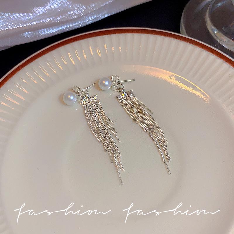 Korean-Style Diamond Tassel Bow Earrings - Elegant Long Earrings for All Occasions