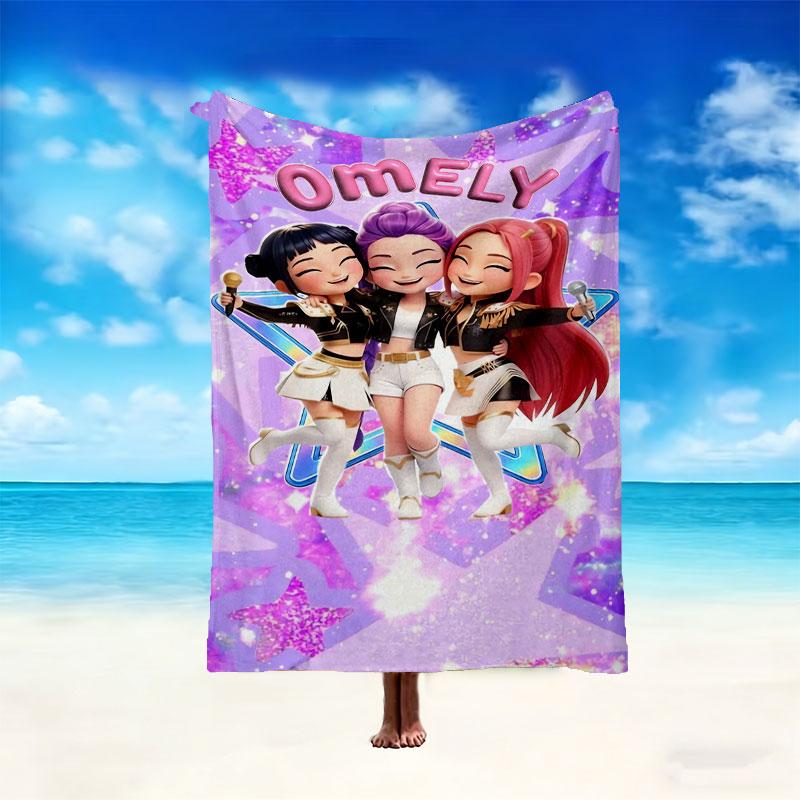 1pc Kpop Demon Hunters Blanket, Cozy Valentine's Day Blanket, Multi-functional Nap Blanket Available Throughout the Four Seasons