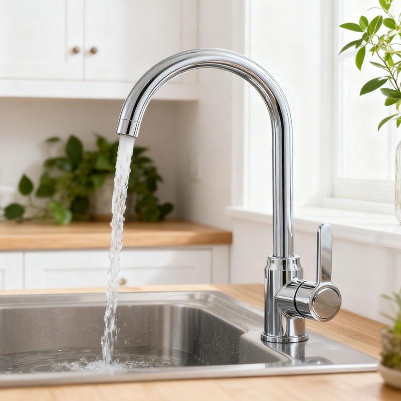 Kitchen Faucet for Home Use Stainless Steel Hot Cold Suitable for Sinks Washing Hands Dishes Splash-proof Single Cold Rotatable