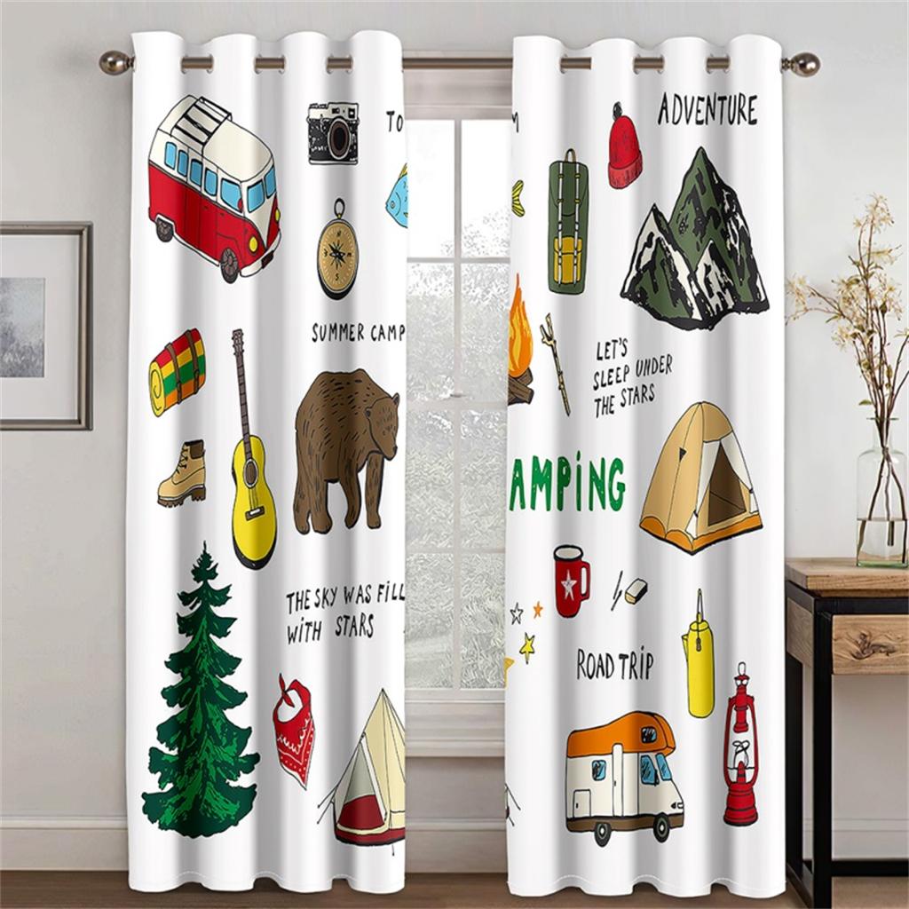 Kinder Malerei 3D Vorhänge Sonne Regenbogen Mond Insekten 2 Paneele Wohnzimmer Schlafzimmer Küche Balkon Fensterdekoration Vorhänge