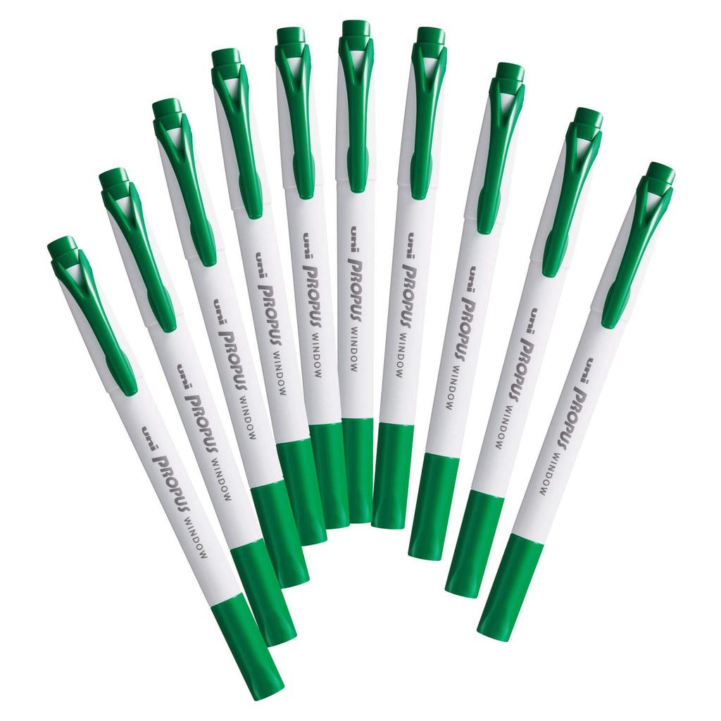 Mitsubishi Pencil Color Marker Window Pro-Pass Green, 10-Piece Box, PUS103T.6