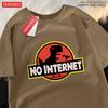 No Internet Fun Little Dinosaur Short Sleeve Mens Cartoons Cotton Tshirt Summer High Quality Clothing Fashion Oversize T-Shirts