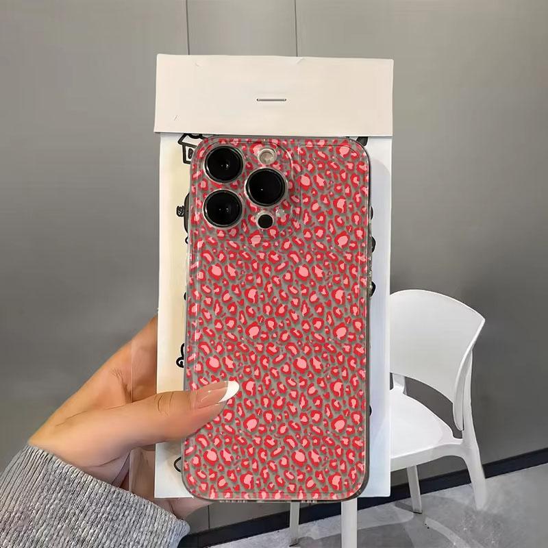 Red Leopard Silicone Clear Phone Case For iPhone 17 16 Pro Max 15 14 13 Mini 12 11 X XR XS 17 Air 16E 15 Plus Soft Clear Cover
