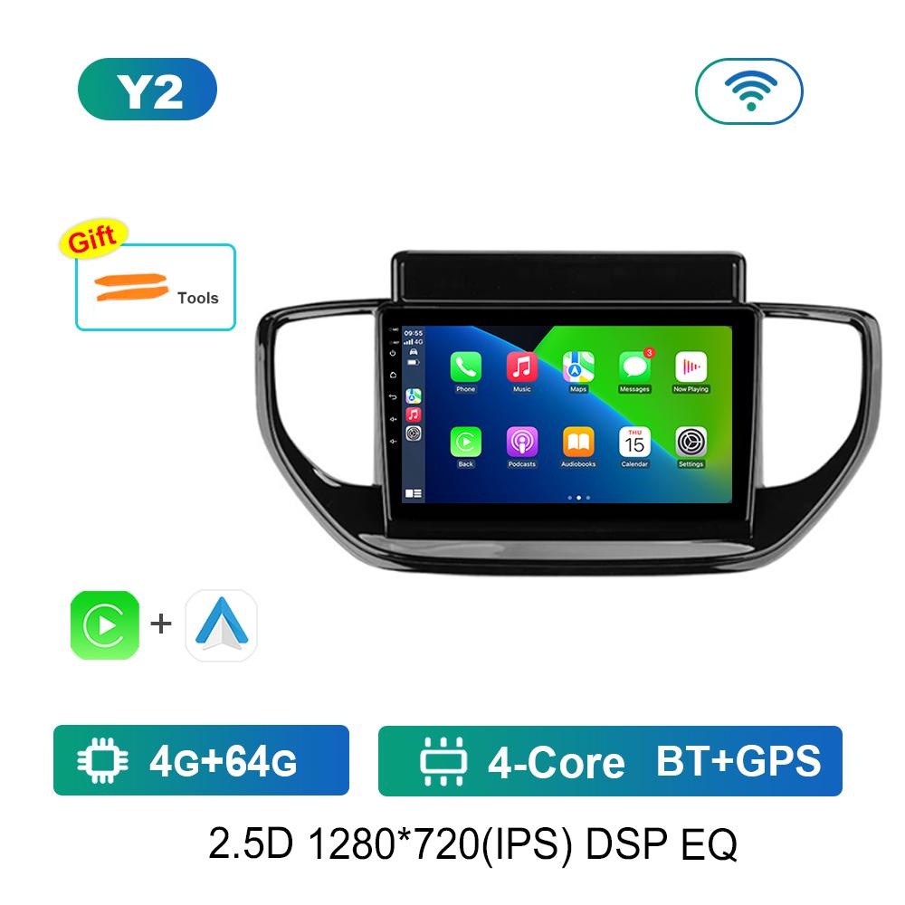 9 Inch DSP Stereo Car Radio Multimedia Player for Hyundai Solaris 2 II 2020 - 2021 GPS Navi Android OS 4G BT WiFi Auto Tools