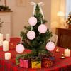 4Pcs Pink Christmas Balls Ornament Large Shatterproof Foam White Pink Stripe Hanging Ball Xmas Holiday Wedding Party Decoration