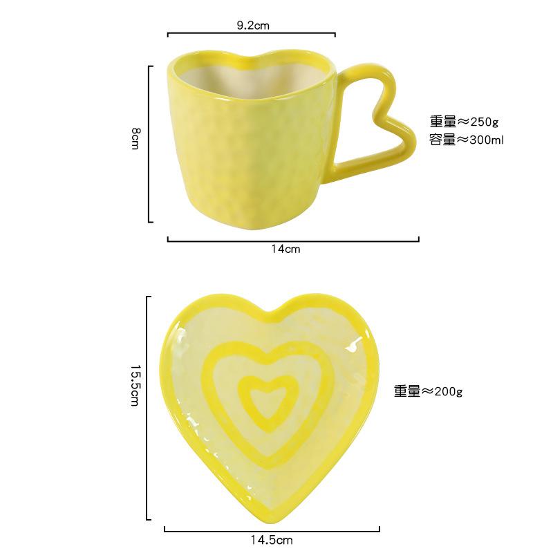 Creative 300ml Hearts Ceramic Coffee Mug Love Handle Couple Mug Afternoon Tea Dessert Tea Cup Drinkware Office Mug Home Decor