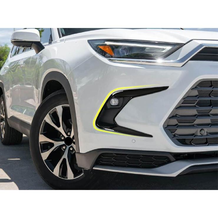 Car Accessories Compatible with Toyota New Grand Highlander 2024 2025 2026 Exterior Front Fog Light Lamp Cover Trim ABS 2PCS(Glossy Black Style)