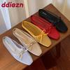 Fashion Fashion Butterfly-Knot Ladies Flats With Shoes Breathable Mesh Female Slides Footwear Shallow Women Flats Slip On Shoes Mules
