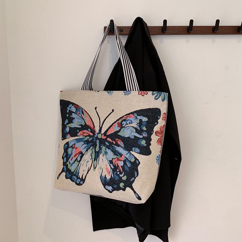 Goldfaden Canvas Tragetasche - Damen Cartoon Schulterhandtasche