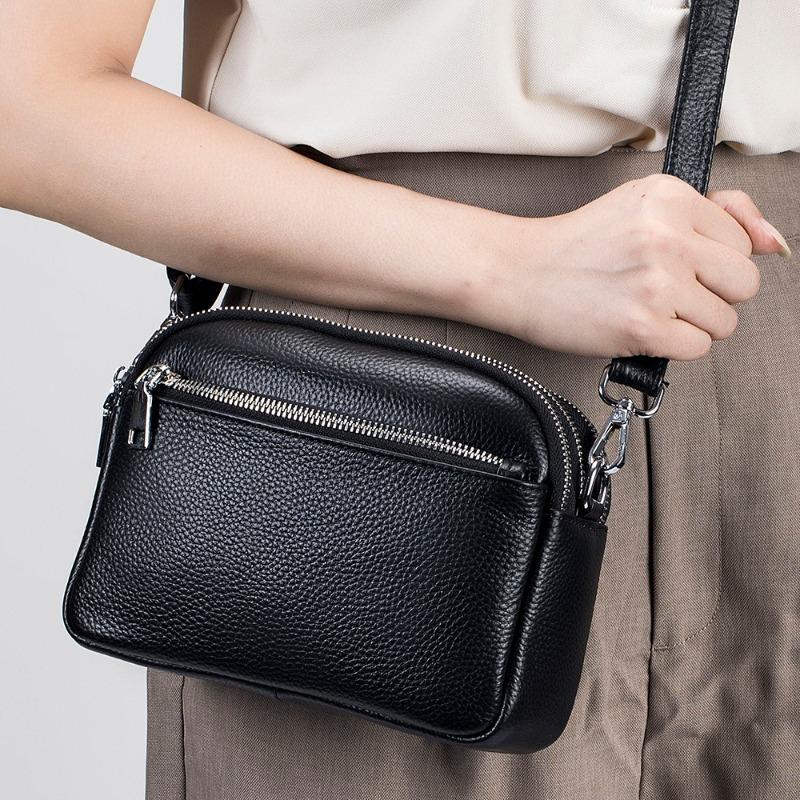 Leather Fashion Mother Bag New Three Zipper Mobile Phone Bag Messenger Bag Women's High-end Single Shoulder Women's Bag Large Capacity