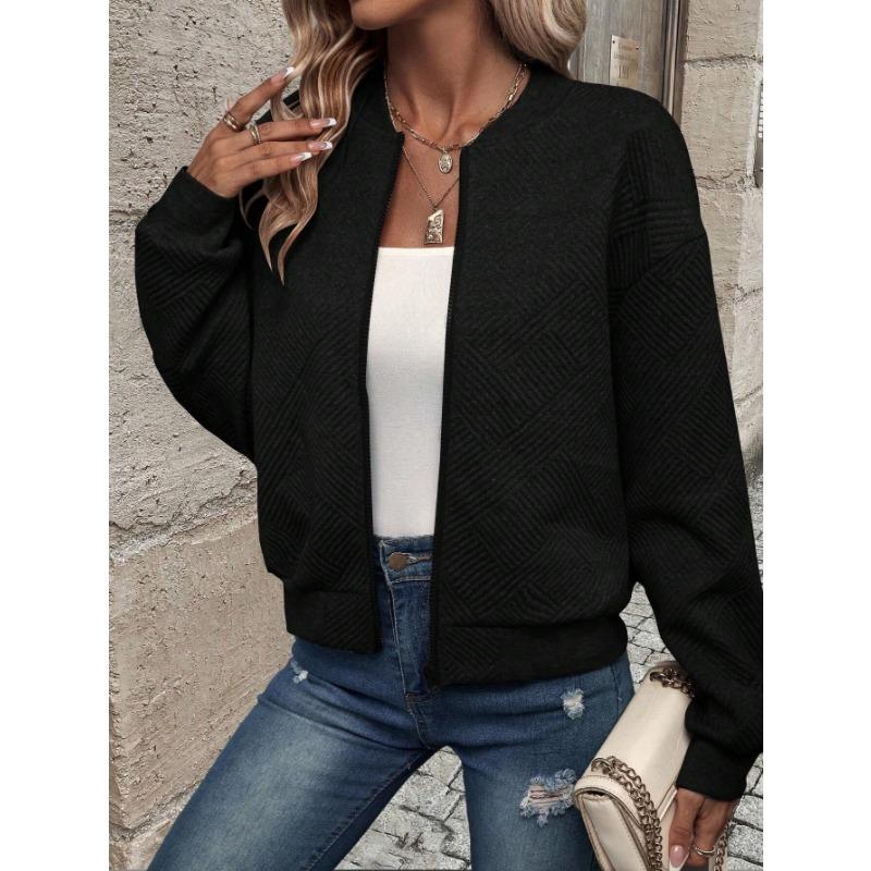 Damen S Einfarbig Reißverschluss Baseballkragen Jacke Lässiger Mantel