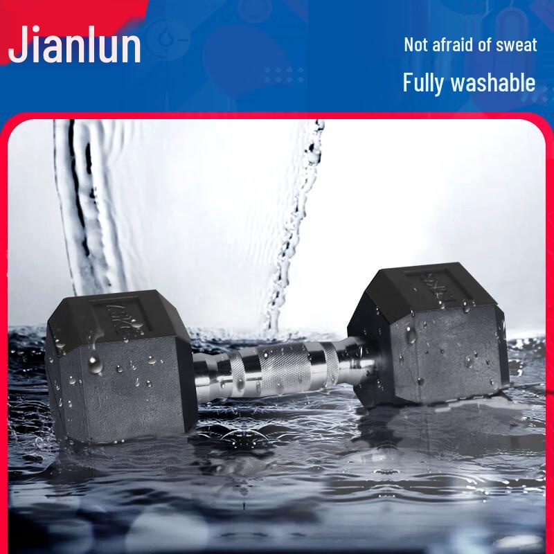 Jianlun Hexagonal Rubber-Coated Steel Dumbbell Pair