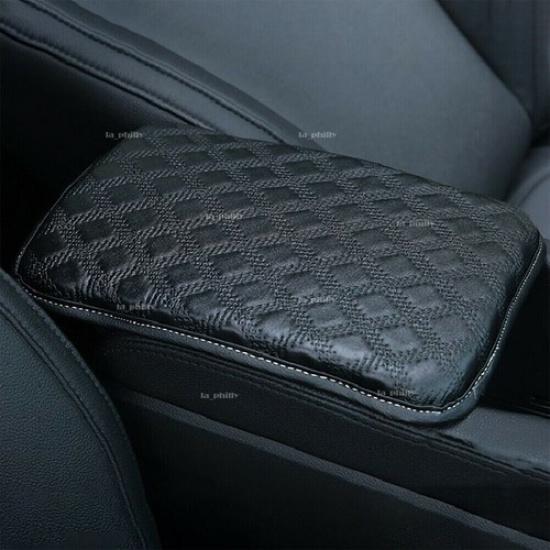 Universal Car Armrest Pad Cover Auto Center Console Box Leather Cushion Black
