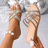 Large Size Rhinestone Slippers Women's Summer New Platform High Heel Slippers Women's Summer Outside Wear