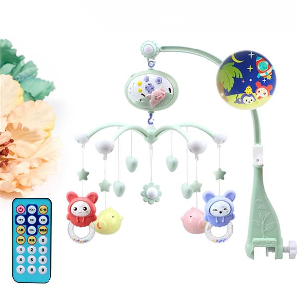 Musical Baby Crib Mobile Toy Bed Bell With Animal Rattles Projection Cartoon Early Learning Toys