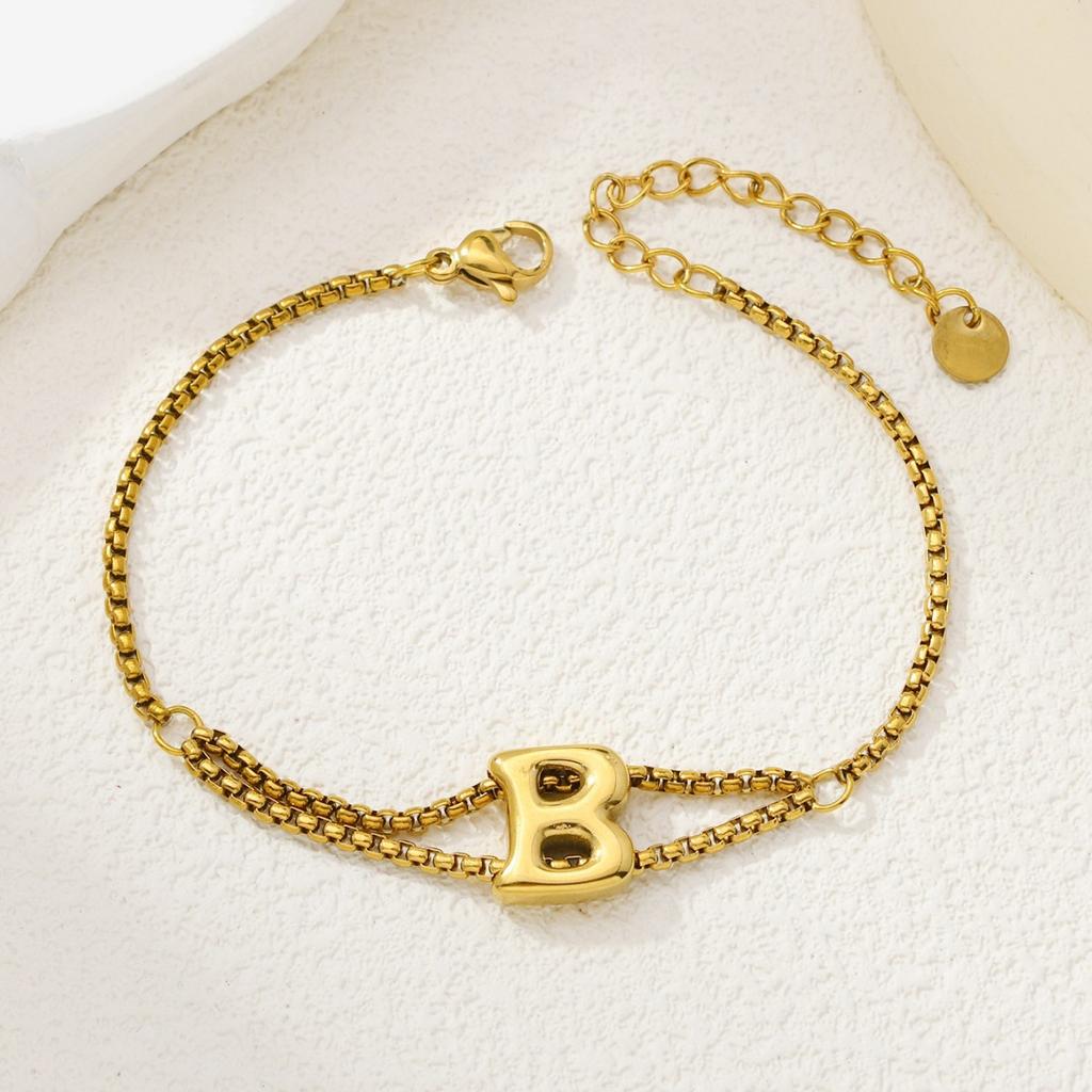 New stainless steel wholesale 26 English letters double-layer ring gold-plated bracelet