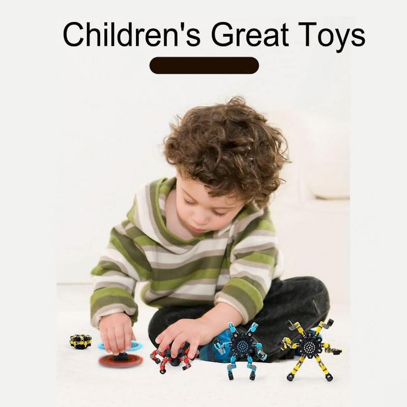 Finger Spinning Top Focus Toy with Transformable Chain Mechanical Spiral Twister (Orange)