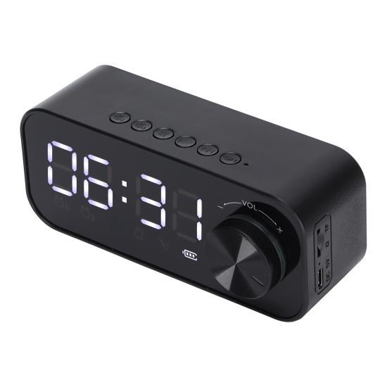 B126 BT Clock Speaker Multifunctional Adjustable Portable Alarm Clock Radio with LEDBlack