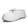 6Cm height increase real soft leather bag head half slippers women 2025 autumn new Internet celebrity thick sole without heel lazy shoes tide