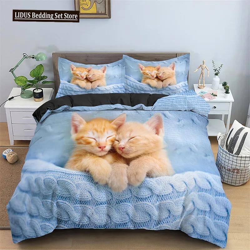 

Комплект пододеяльника для кошек, узор с домашними кошками, комплект постельного белья размера Твин, милый котенок для мальчиков, полиэстер, загадочный черный кот, пододеяльник размера Кинг EU single(135x200cm)