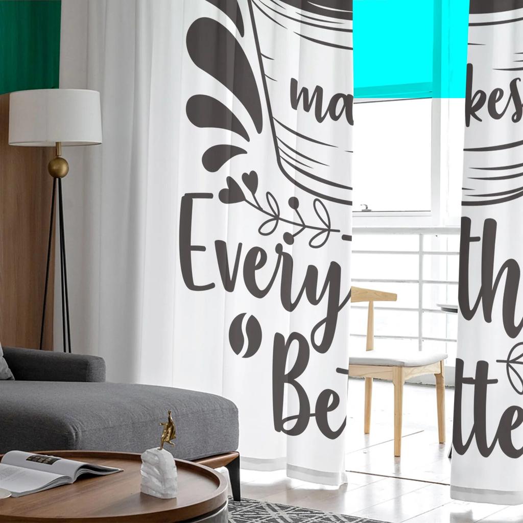 Coffee Tulle Curtains For Living Room Decoration Modern Chiffon Sheer Voile Kitchen Curtain