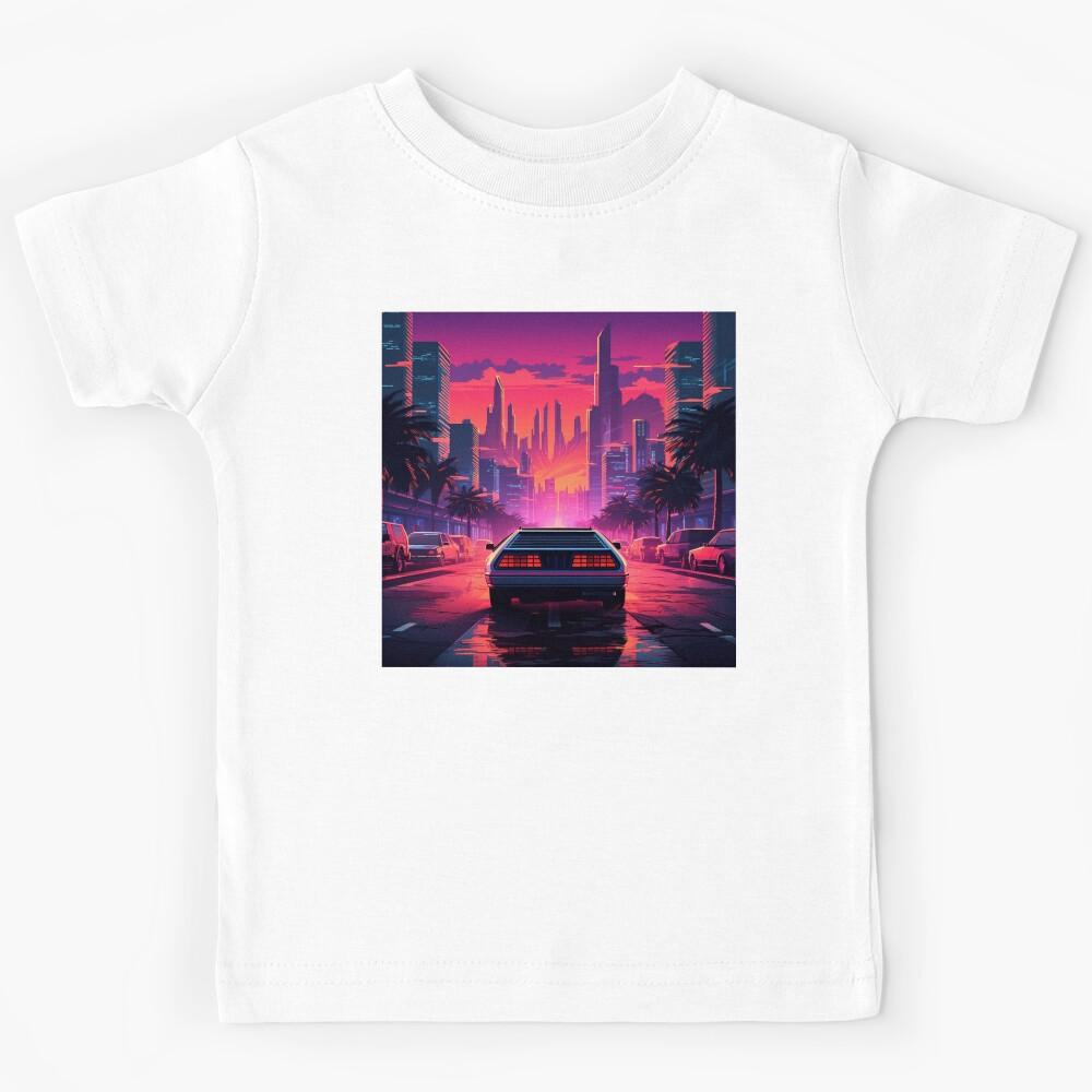 the Futuristic Landscapes of Synthwave Kids T-Shirt 120