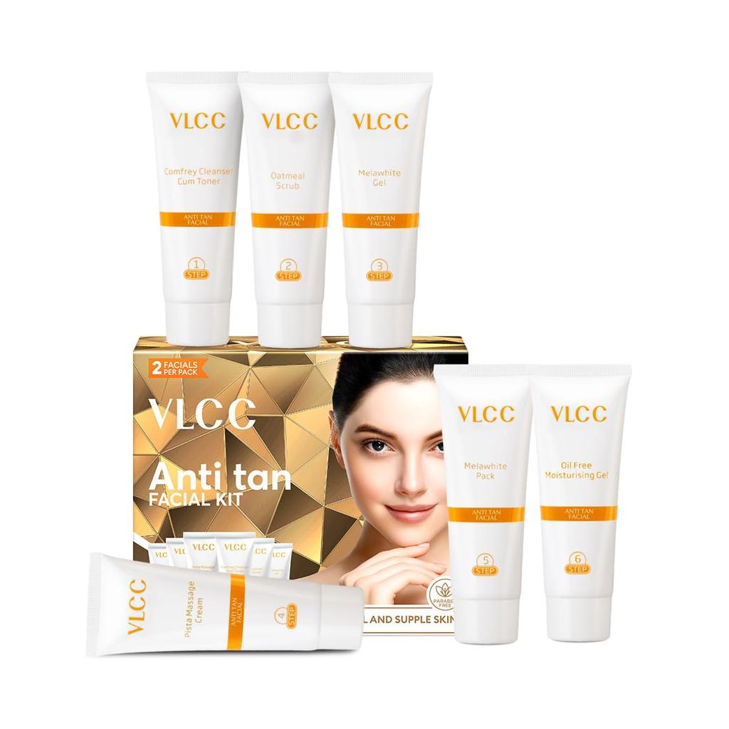 VLCC Anti Tan Facial Kit 60 g With 25 Vital Ingredients for Sun Tan, Dark Spots, UV Protection
