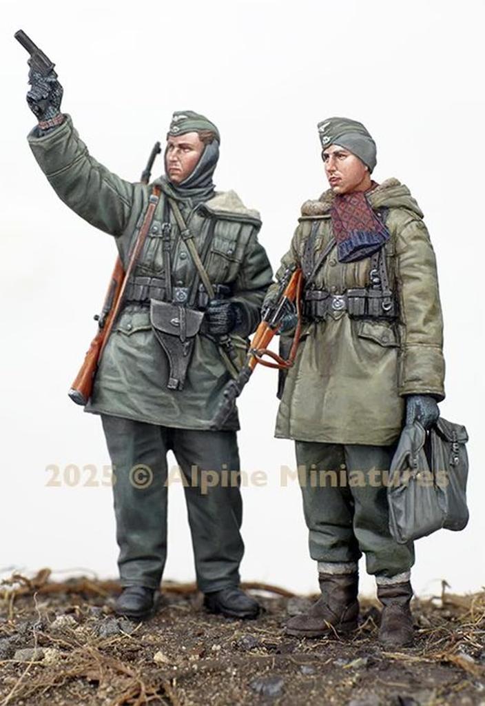 Alpine Miniatures WW2 Německý Waffen SS Panzer Grenadier Bojová sada Charkov 2 figurky Resinová stavebnice AM35326 1/35 (Člověk)