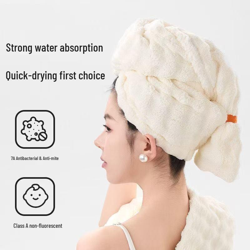 Women's Quick-Dry Bubble Fleece Hair Cap - Thick, Absorbent, and Large Size Shower Towel