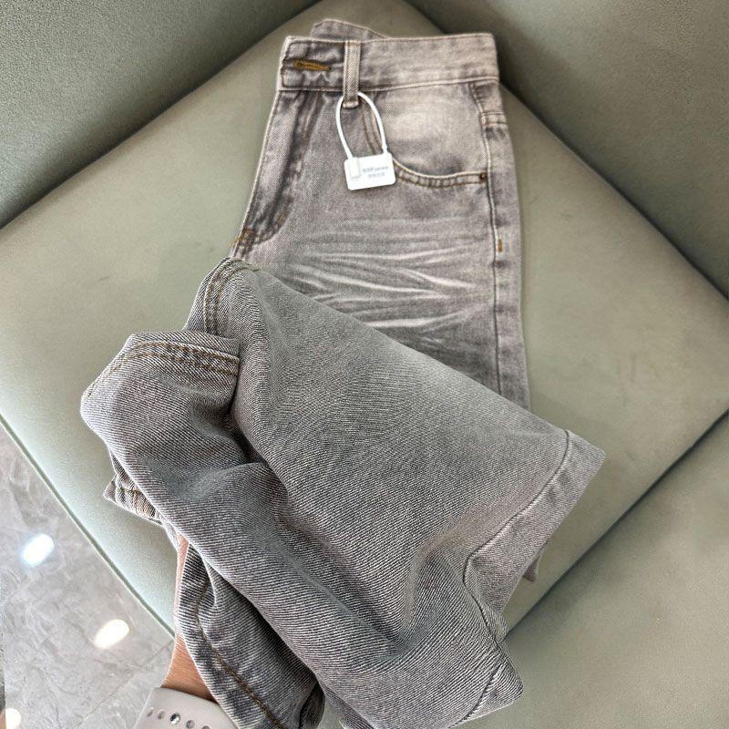 Trendy Cold Color High Waist Straight Leg Jeans Women Casual Wide Leg Trousers Slimming Overlength Pants