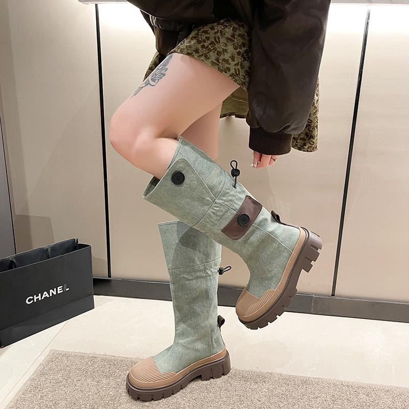 Fashion 2024 New Women's Knee-High Fashion Boots Light Simple Thick Heel Autumn and Winter Fashion Thick Soled Sleeve Long Women's Boots