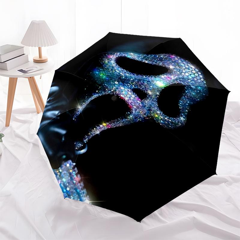 

Ghostface Glitter Mask Automatic Opening Folding Umbrella 8 Bone Iron Frame, Suitable for Fans, Travel, Daily Use, Gift Idea0107b