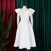 Women Elegant Ruffled High Waist A Line Midi Evening Party Dress