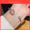 Zircon Cat Eye Flower Open Cuff Bracelet With Stones For Fashion Women