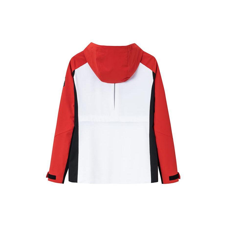 Anta Training Series Color Block Zip Hooded Water-Resistant Warm Woven Windbreaker Women Outerwear Snow-White Classic-Red Basic-Black 162417603-1